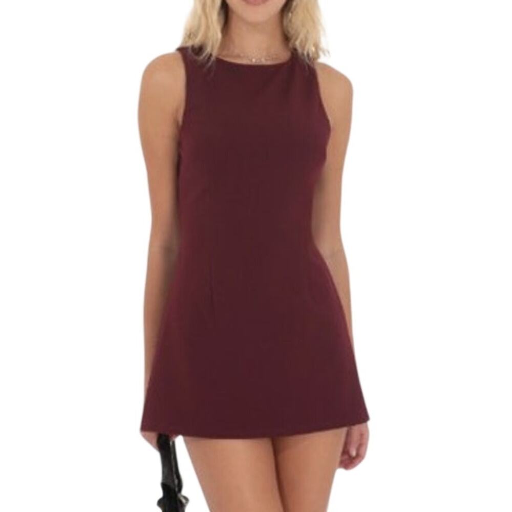 NEW Lucy in the Sky High Neck Back Tie Romper in Burgundy Small